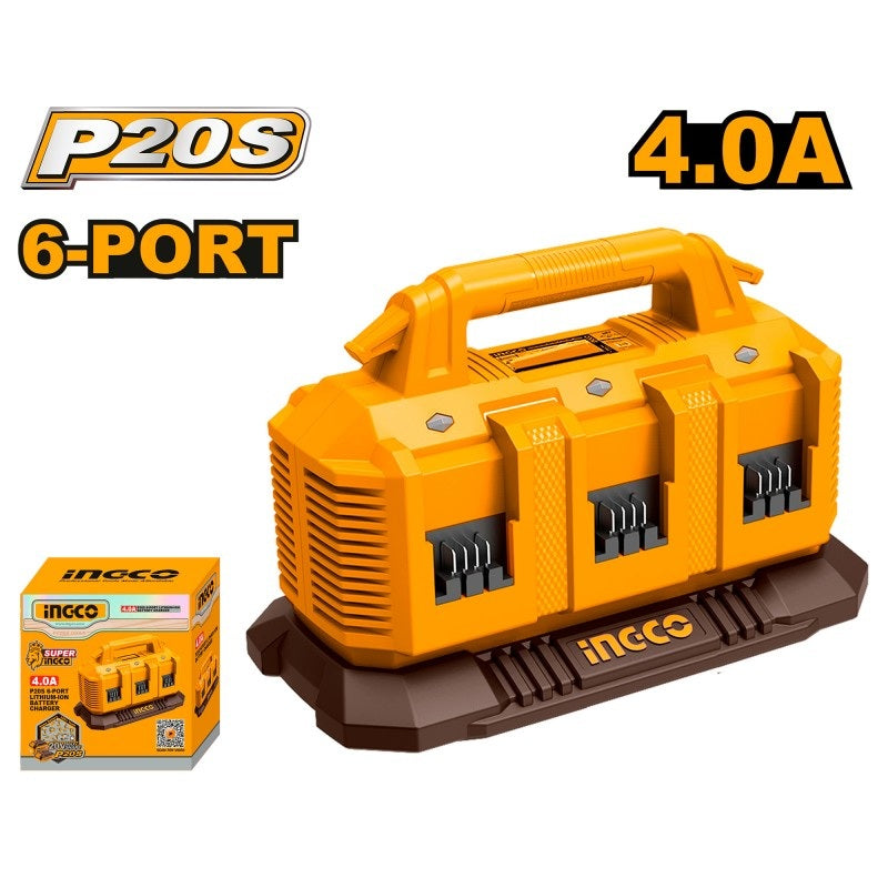 Caricabatterie Rapido INGCO 20V 4A a 6 Porte - FCLI20641