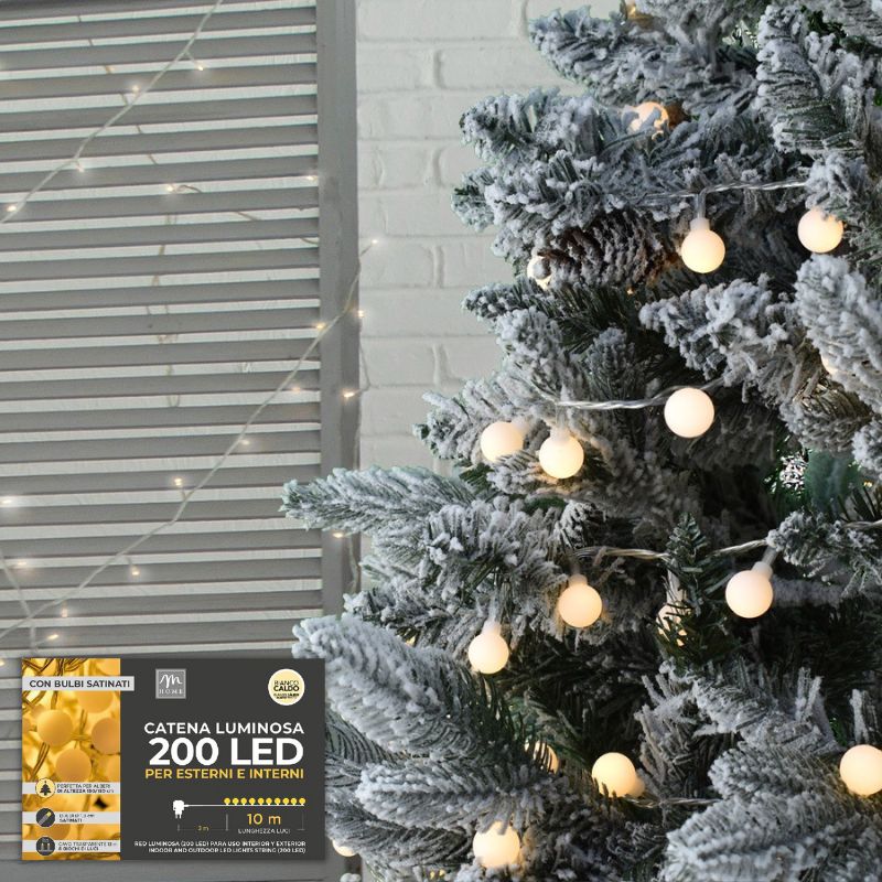 Catena LED Bulbi Satinati 10 Mt | Bianco Caldo | 8 Giochi di Luce