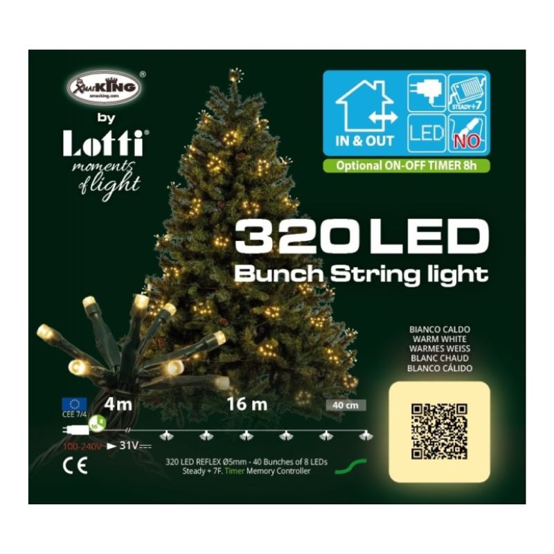 Catena Luminosa 40 Ciuffi LED 16m Luce Calda