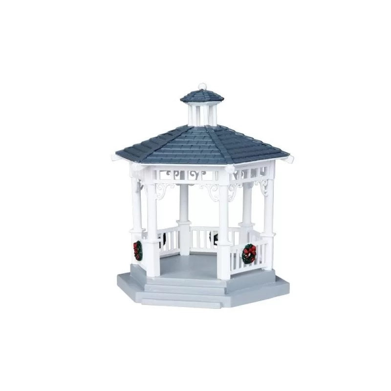 Gazebo Bianco Con Decorazioni Natalizie Lemax