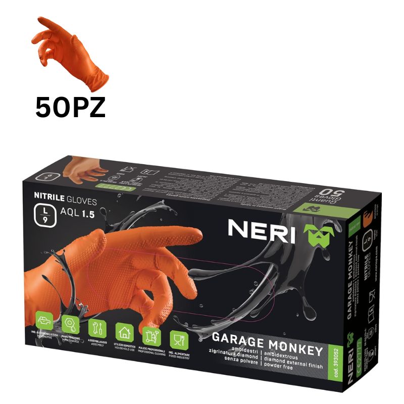 Guanti in Nitrile Garage Monkey, Extra Resistenti, 50 Pezzi