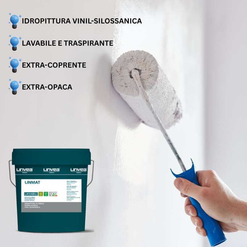 LINMAT Linvea, Pittura Vinil-Silossanica Traspirante e Lavabile