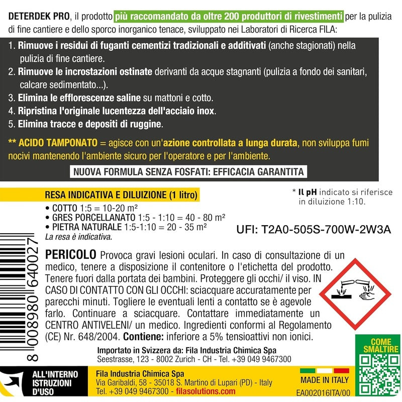 Fila Detertek Pro Lavaggio Di Fine Cantiere