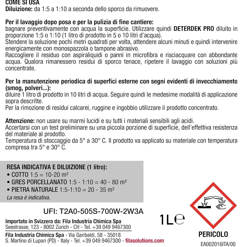 Fila Detertek Pro Lavaggio Di Fine Cantiere