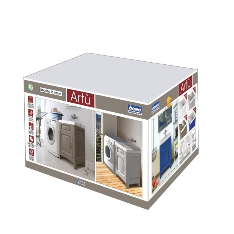 Mobiletto Lavatoio Artù in Resina - Colore Ghiaccio