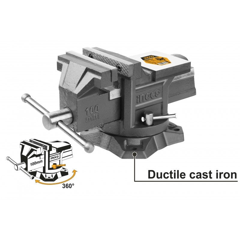 Morsa da Banco Girevole 100mm in Ghisa con Incudine - HBV084