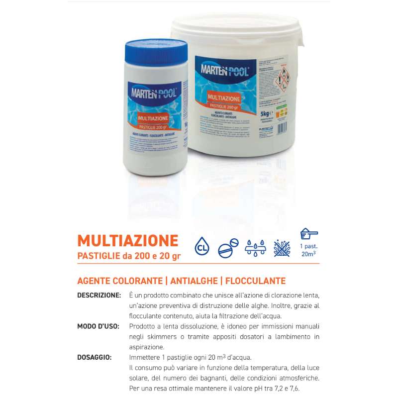 Triplex Multiazione 200g MARTEN - Cloro_Antialghe_Flocculante
