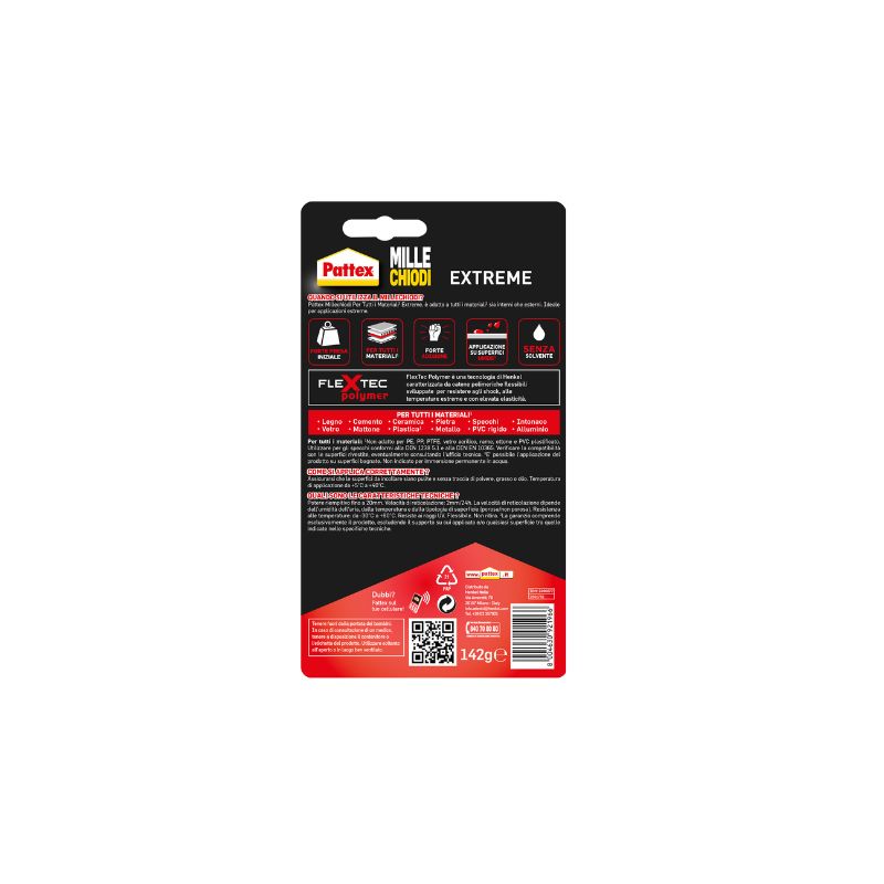 Pattex MilleChiodi Extreme 142g | Adesivo di Montaggio a Presa Immediata