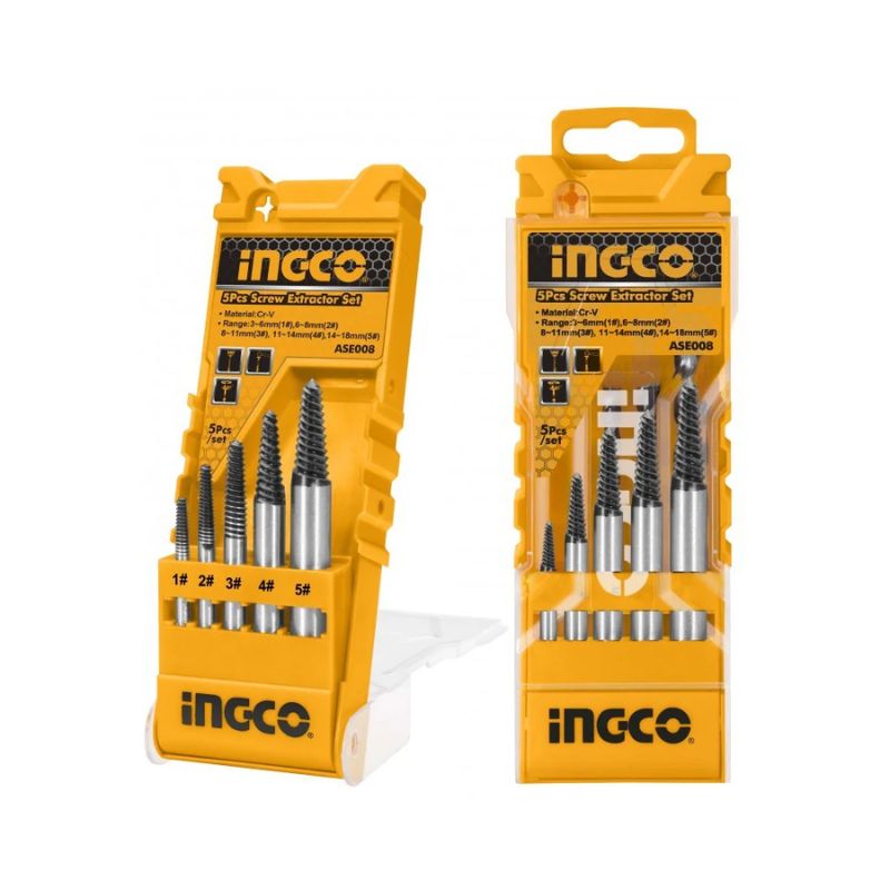 Set 5 Estrattori Viti Danneggiate Ingco ASE008