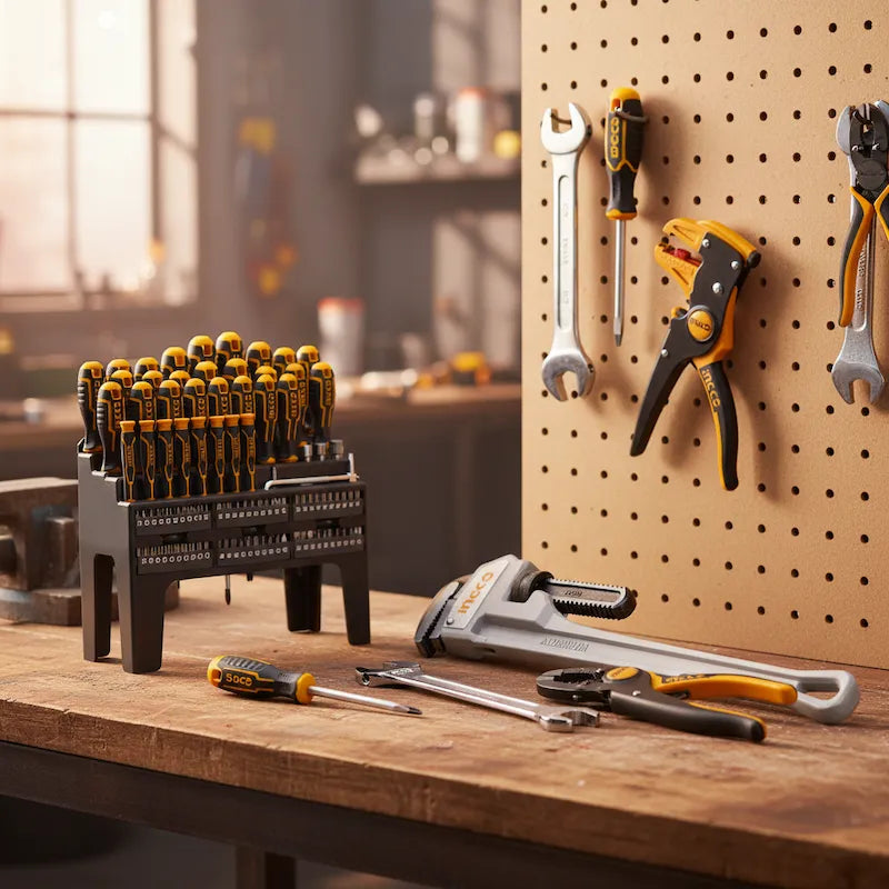 Utensili manuali INGCO su bancone officina - Utensileria Manuale | Iaia Distribuzione