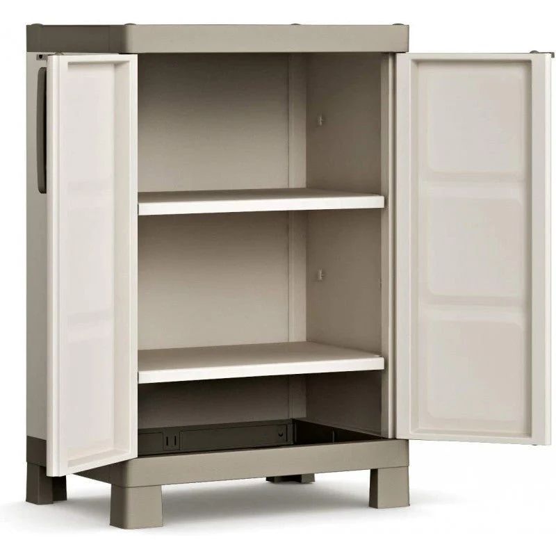 Armadio Basso da Esterno 2 Ripiani Beige