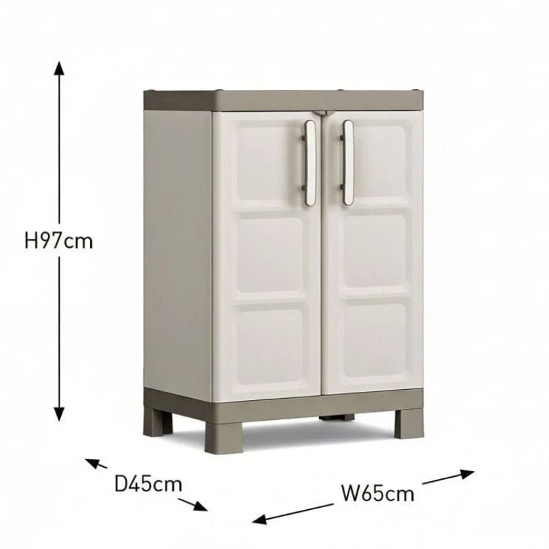 Armadio Basso da Esterno 2 Ripiani Beige