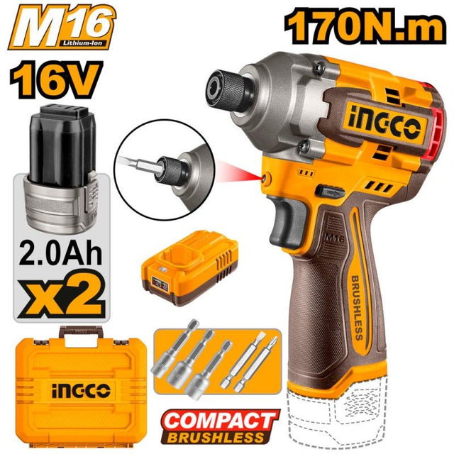 Avvitatore a Impulsi INGCO 16V 170Nm Brushless
