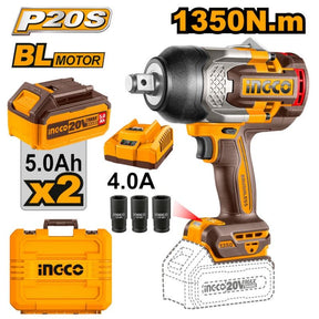 Avvitatore a Impulsi Ingco 20V 1350Nm Brushless