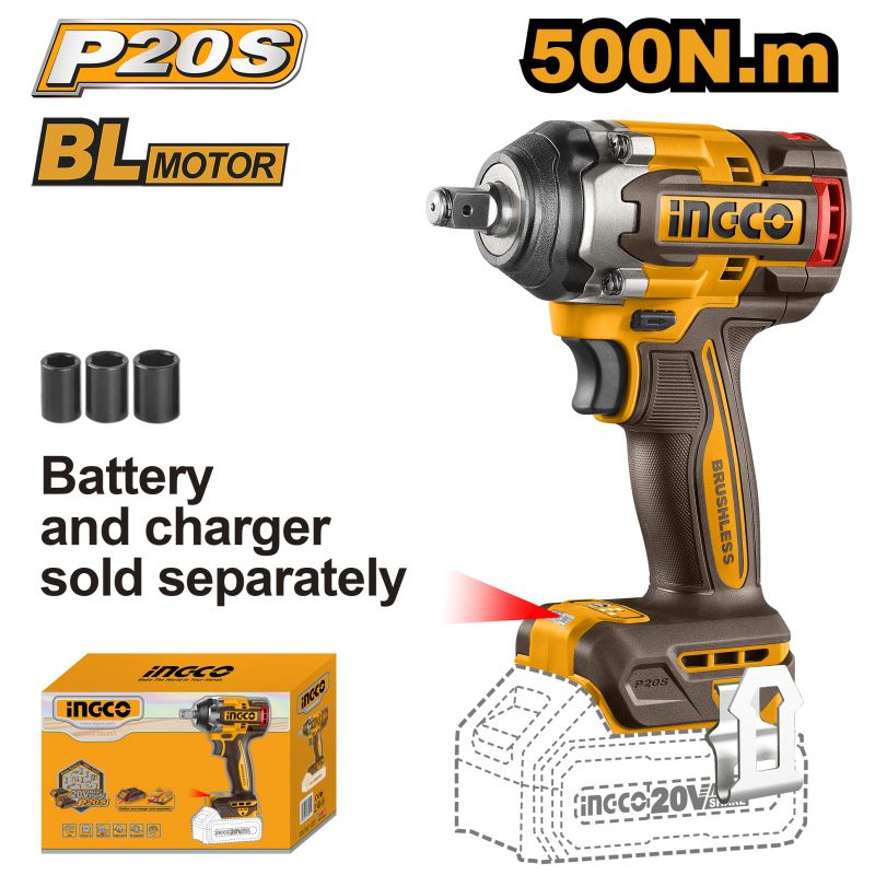 Avvitatore ad Impulsi Ingco 20V 500Nm Brushless