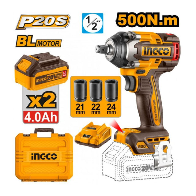 Avvitatore ad Impulsi Ingco 500Nm 20V