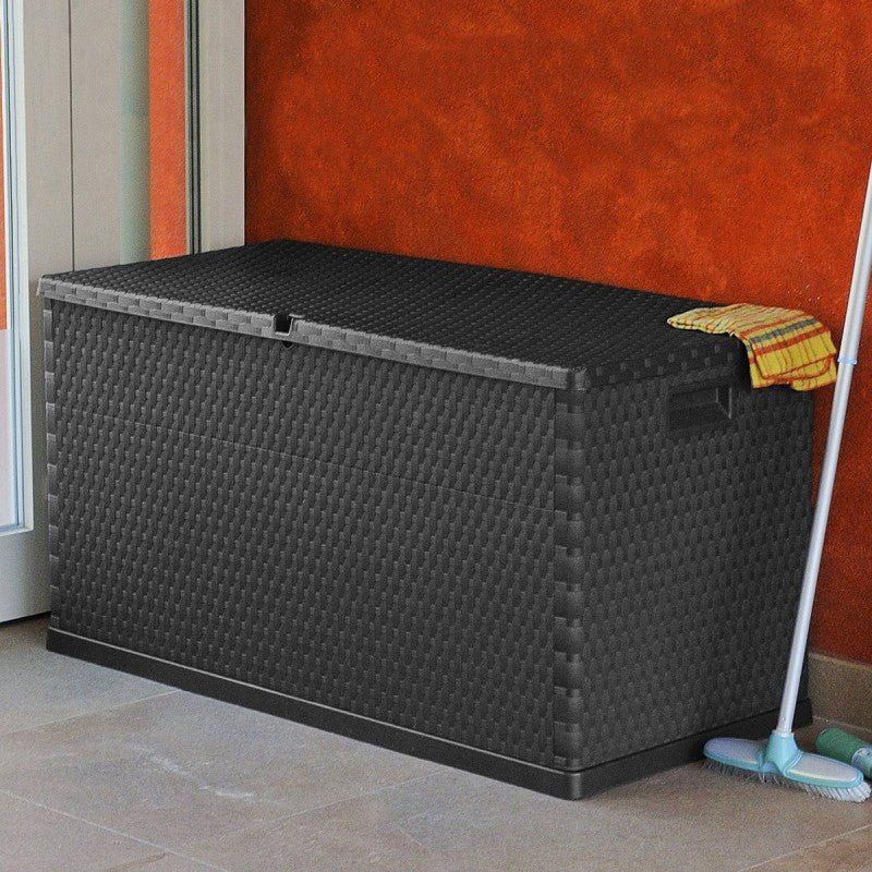 Baule Contenitore Rattan da Esterno 420L con Ruote
