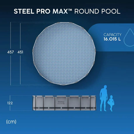 Bestway Steel Pro Max 457x122 cm – Piscina Fuori Terra Rotonda 56438