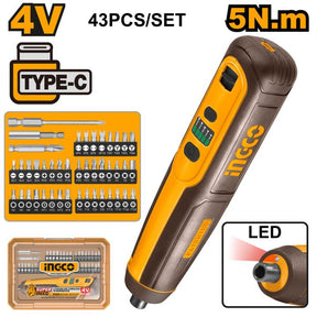 Cacciavite a Batteria 4V Ingco con Set 43 Inserti