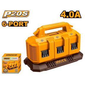 Caricabatterie Rapido INGCO 20V 4A a 6 Porte - FCLI20641