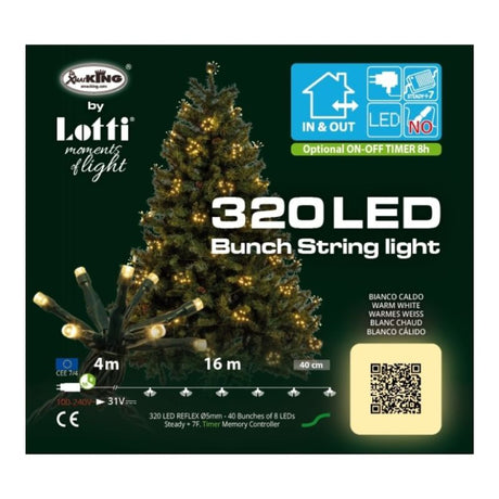 Catena Luminosa 40 Ciuffi LED 16m Luce Calda