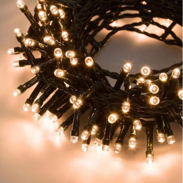 Catena Luminosa 300 LED Lotti 14,5m | Bianco Caldo | 8 Giochi | Uso Esterno e Interno