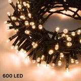 Catena Luminosa 600 LED Lotti 26,5m | Bianco Caldo | 8 Giochi | Uso Esterno e Interno