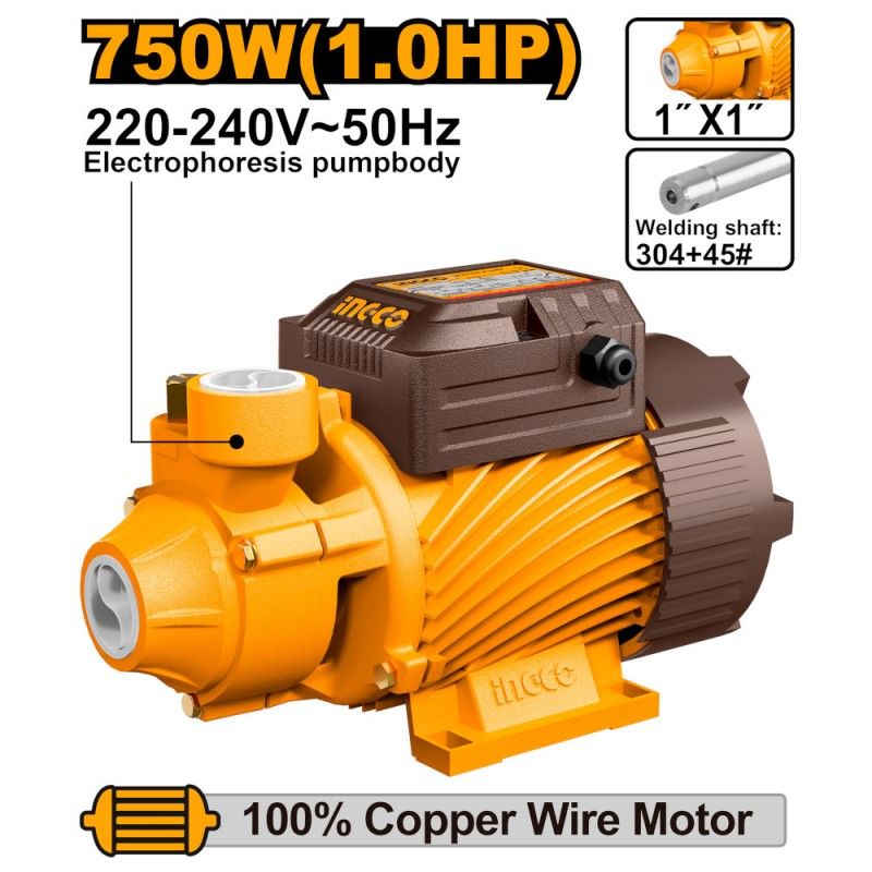 Elettropompa Periferica INGCO 750W 1 HP - Portata 50Lmin - VPM75068
