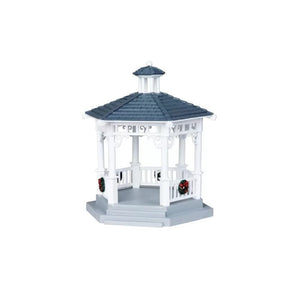 Gazebo Bianco Con Decorazioni Natalizie Lemax