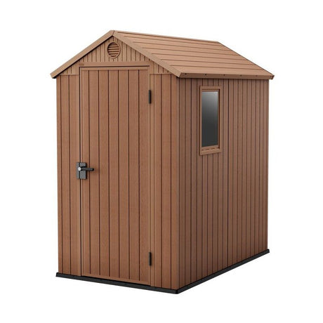 Keter Darwin 4x6 Wood – Casetta da Giardino in Resina con Effetto Legno