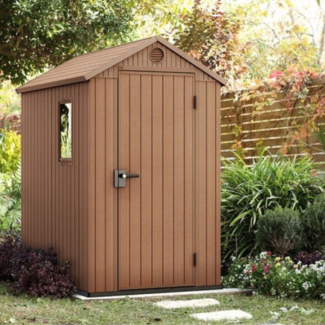 Keter Darwin 4x6 Wood – Casetta da Giardino in Resina con Effetto Legno