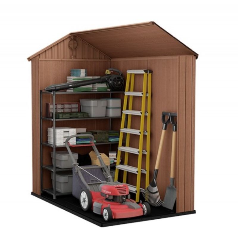 Keter Darwin 4x6 Wood – Casetta da Giardino in Resina con Effetto Legno