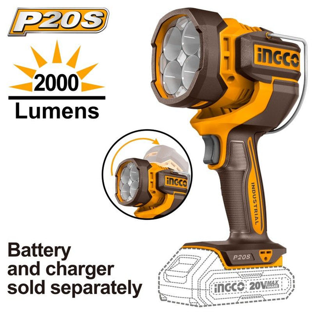 Lampada da Lavoro a Batteria 20V INGCO | 2000 Lumen