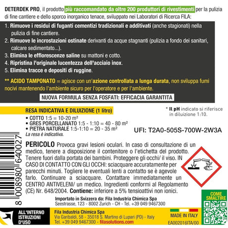 Fila Detertek Pro Lavaggio Di Fine Cantiere 