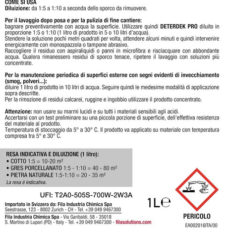 Fila Detertek Pro Lavaggio Di Fine Cantiere 