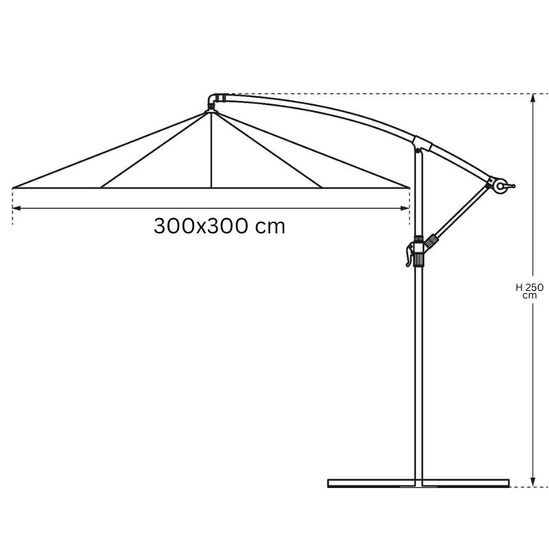Misure Ombrellone a Palo Laterale Lampara 3x3 m 