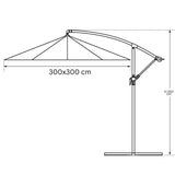 Misure Ombrellone a Palo Laterale Lampara 3x3 m 