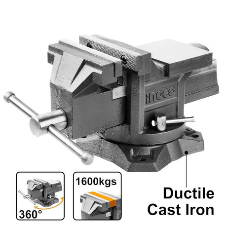 Morsa da Banco Girevole Ingco 6" 150mm | Ghisa e Incudine