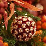 Palla di Natale Elizabeth EDG Velluto Rossa con Perle