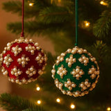 Palle di Natale Elizabeth EDG | Velluto con Perle e Strass