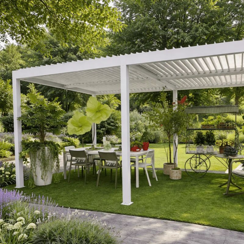 Pergola Bioclimatica Gaia Bianca in Alluminio – Lamelle Orientabili 3x4 e 3x6 m