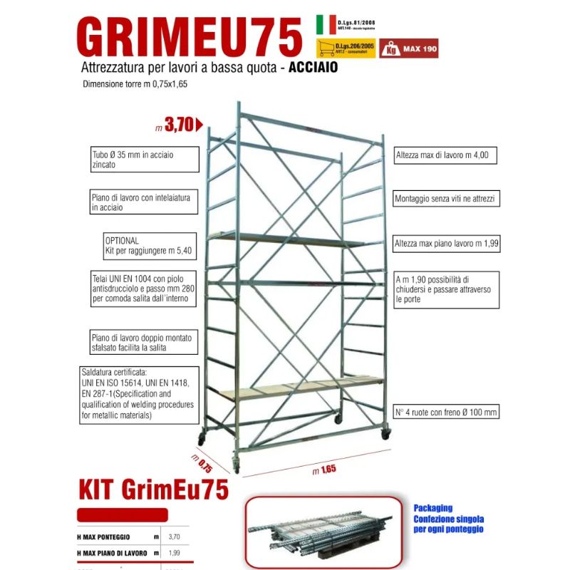 Ponteggio GRIM Marchetti Kit Mt 3,70 