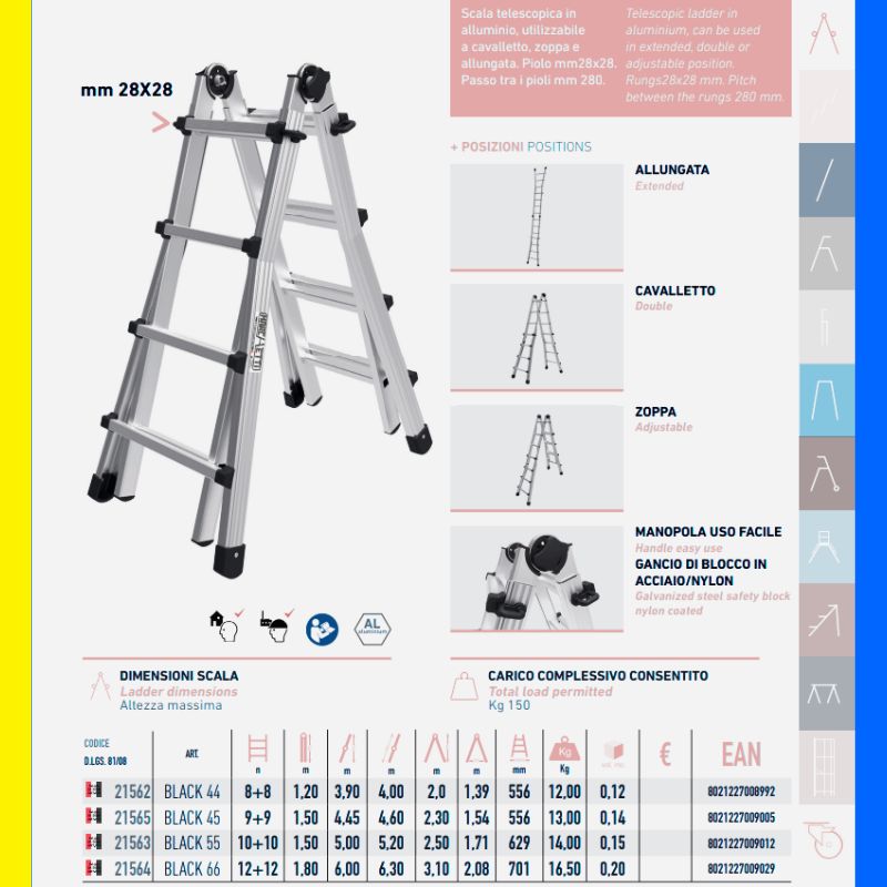 Scala Telescopica Multiposizione Marchetti BLACK