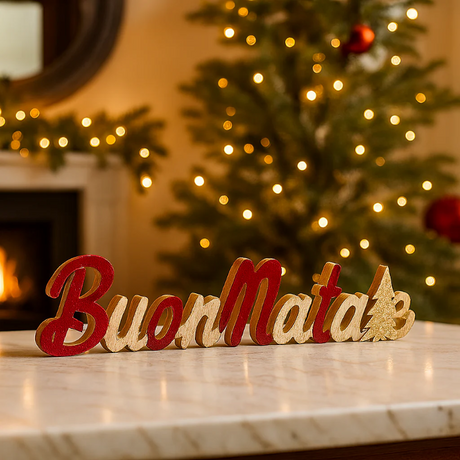 Scritta "Buon Natale" da Appoggio in Legno