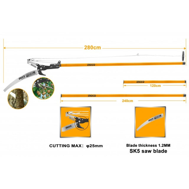 Segaccio per Potatura Asta2,4m INGCO - HEPS25281 