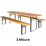Set Birreria Pieghevole - Struttura Acciaio e Piano in Legno | 3 Misure