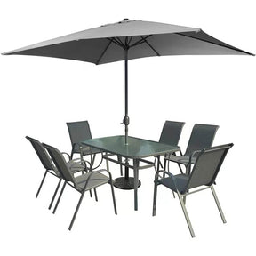 Set Tavolo, 6 Sedie e Ombrellone da Giardino Riccione 