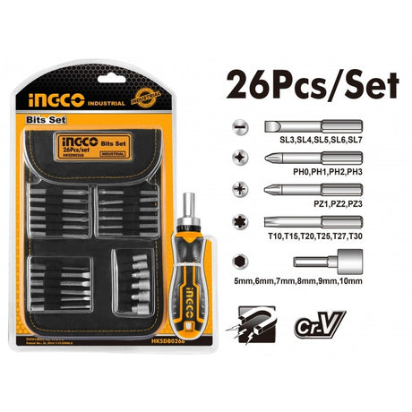 Set Cacciavite a Cricchetto 26 Pezzi Ingco HKSDB0188