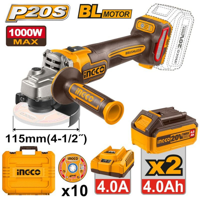 Smerigliatrice Brushless 20V Ingco 115 mm