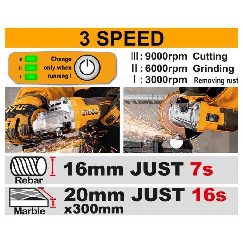 Smerigliatrice Brushless 20V Ingco 115 mm